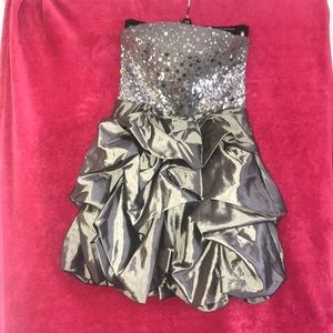 Silver Sequined Mini Dress